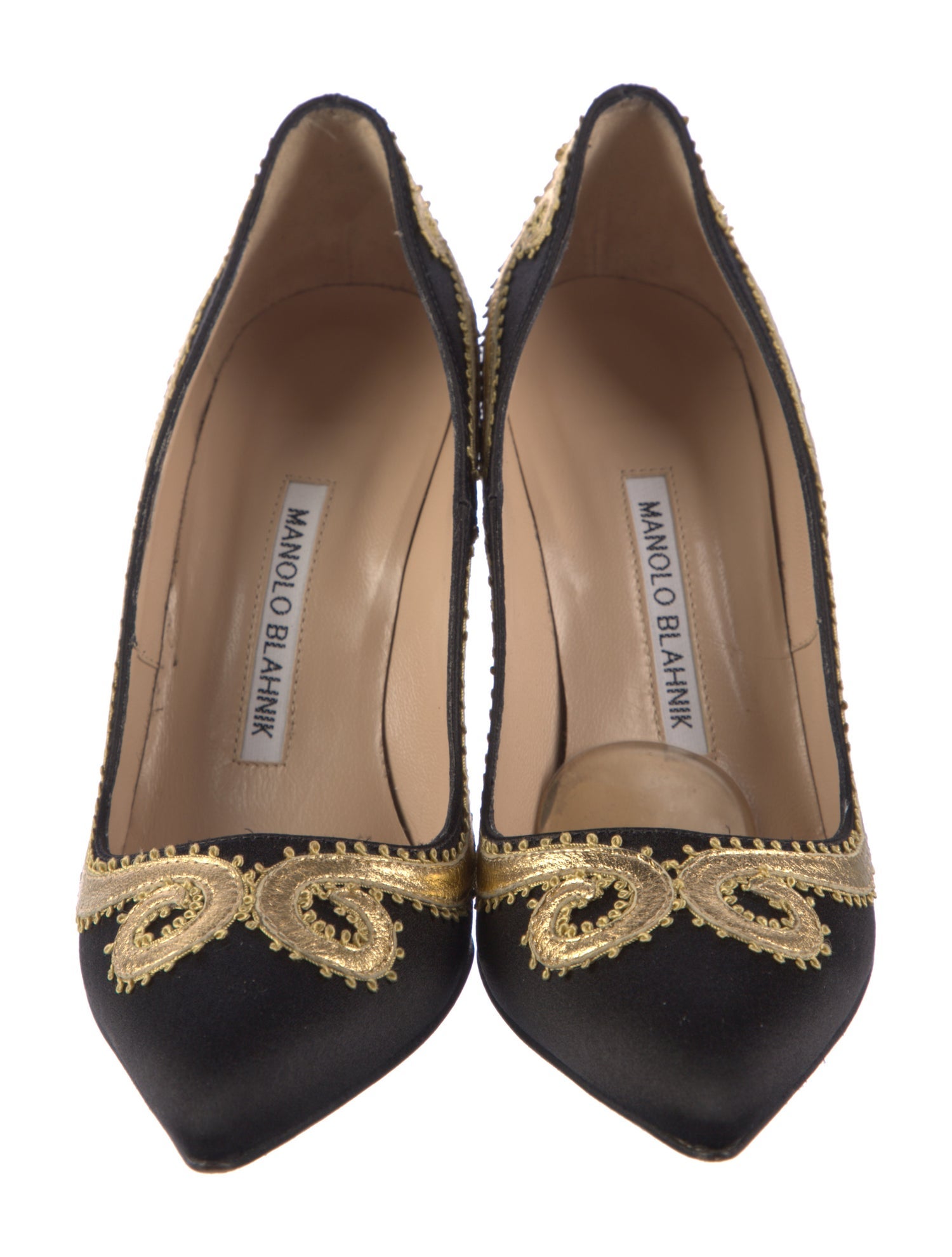 Manolo Blahnik Satin Colorblock Pattern Pumps